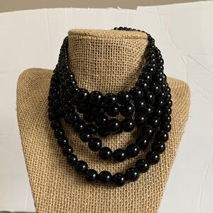 Elegant Black Beaded Necklace